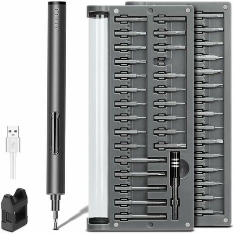 Präzisions-Elektroschrauber, 57-in-1 Präzisions-Schraubendreher-Set, USB-Aufladung und LED-Licht, Mini-Präzisions-Schraubendreher für Uhren, Brillen, Telefone, Computer, Laptops, Spielzeug, Guazhuni