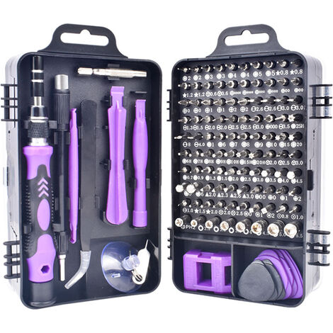 Präzisions-Schraubendreher-Set, 115-in-1 magnetisches Reparatur-Werkzeug-Set für iPhone-Serie/Mac/iPad/Tablet/Laptop/Xbox-Serie/PS3/PS4/Nintendo Switch (lila schwarz)