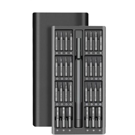 Präzisions-Schraubendreher-Set, 33 S2-Stahl-Bits, Aluminiumgehäuse, tragbar, schwarz