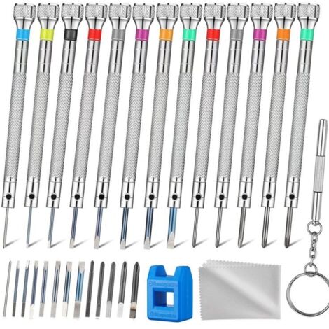 Präzisions-Schraubendreher-Set, Uhrenschraubendreher zur Reparatur, Uhrmacher-Schraubendreher mit Entmagnetisierer, Uhrmacher-Reparaturwerkzeuge