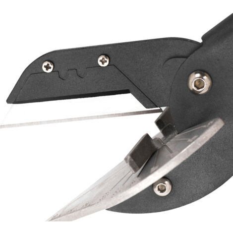 Präzisionsschere mit einstellbarem Winkel (45–135°), arretierbarer Sicherheitsverriegelung und 10 Ersatzklingen – mattschwarze Oberfläche