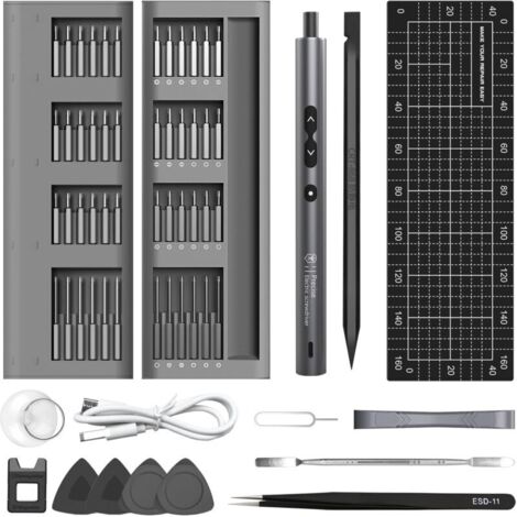 Präzisionsschraubendreher-Set, 62-in-1 Präzisionsschraubendreher-Set, LED-Leuchten, Mini-Elektrobohrmaschine, mit Schraubendreher-Set für Elektronik, Uhren, Brillen, Drohnen, PCs, MacBooks