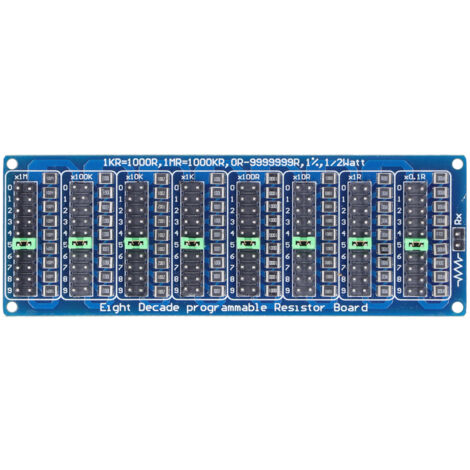 Präzisionswiderstandsplatine mit Schraubklemmen – 8 Segmente, Genauigkeit 0,1 Ω, Messbereich 0,1 Ω bis 9.999.999 Ω