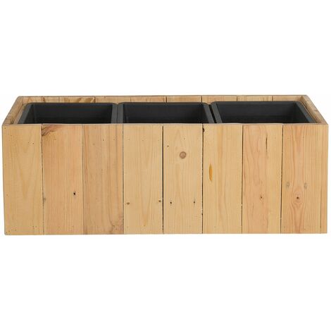 Praktischer Blumentopf hochwertiges Holz recheckig hellbraun Trikala - Heller Holzfarbton