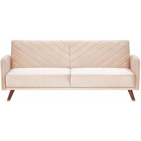 Praktisches Sofa klappbar mit Armlehnen Samtstoff beige Senja - Beige