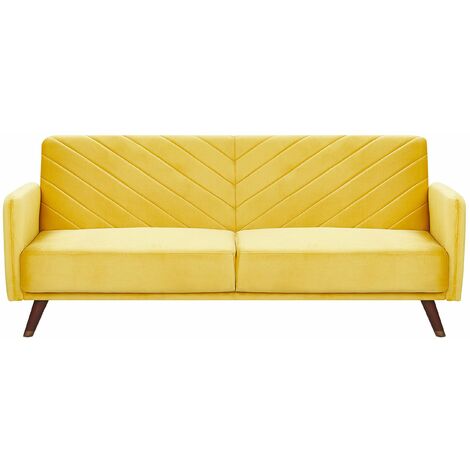 Praktisches Sofa klappbar mit Armlehnen Samtstoff gelb Senja - Gelb