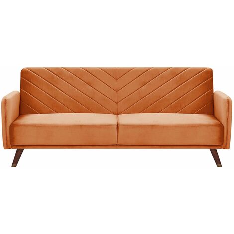 Praktisches Sofa klappbar mit Armlehnen Samtstoff orange Senja - Orange