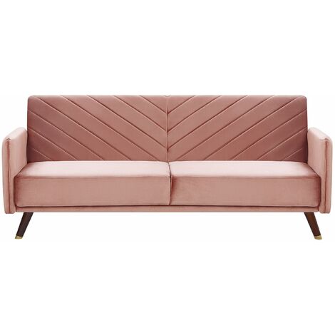 Praktisches Sofa klappbar mit Armlehnen Samtstoff rosa Senja - Rosa