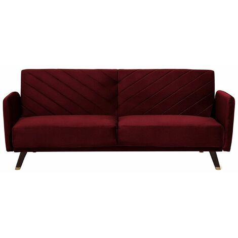 Praktisches Sofa klappbar mit Armlehnen Samtstoff rot Senja - Rot