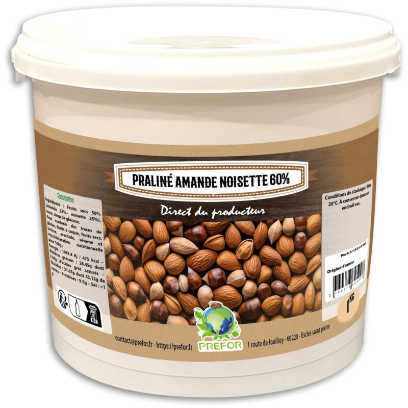 Prefor - Praliné Amande - Noisette 60% seau 1kg