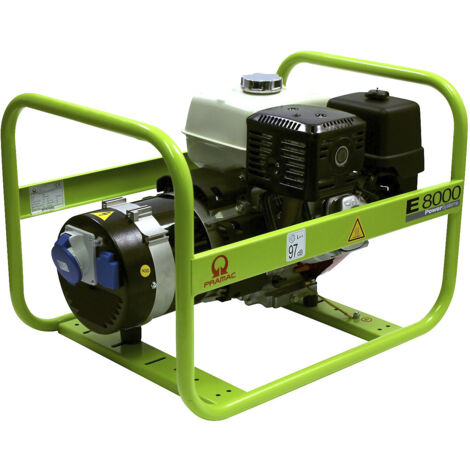 Pramac – Groupe électrogène 6,4kW 230V E8000 – Moteur à essence – Fréquence 50Hz – Applications professionnelles – Économie d'énergie - PA652SHI000