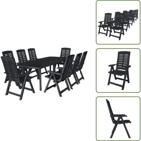 Pranzo all'aperto - vidaXL Set da Pranzo da Giardino 9 pz in Plastica Antracite - Tavolo in plastica