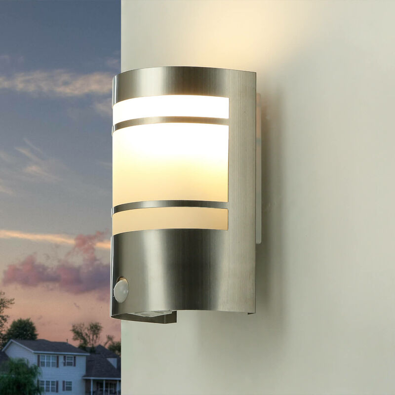 Image of Licht-erlebnisse - Pratica lampada da parete per esterni con rilevatore di movimento design moderno E27 IP44 Ideale per ingresso cancello balcone