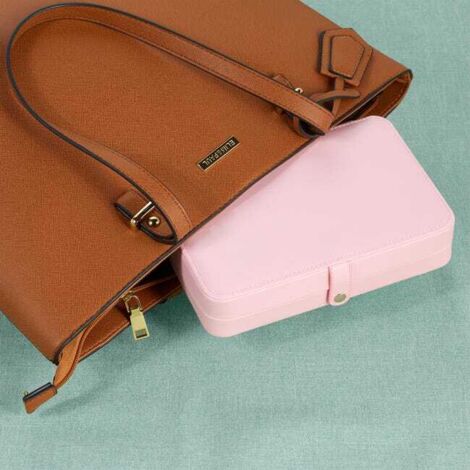 Pratico sistema di archiviazione per anelli e catene, per i viaggi, AxLxP 4,5x21x14,5 cm, rosa