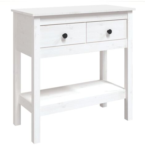 Pratico tavolino consolle con cassetti per un ingresso organizzato 75 x 35 x 75 cm in legno di pino bianco DEC031711