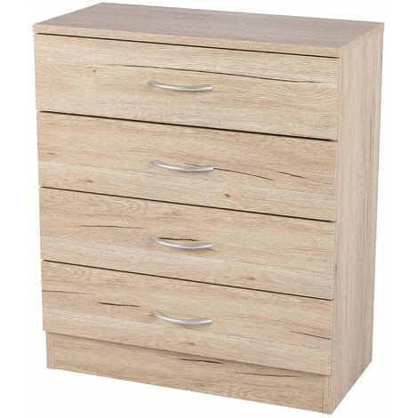 PRATIK ARMOIRE DE BUREAU ARMOIRE DE RANGEMENT COMMODE MEUBLE DE RANGEMENT MEUBLE 4 TIROIRS 60X30XH70CM - Bois clair