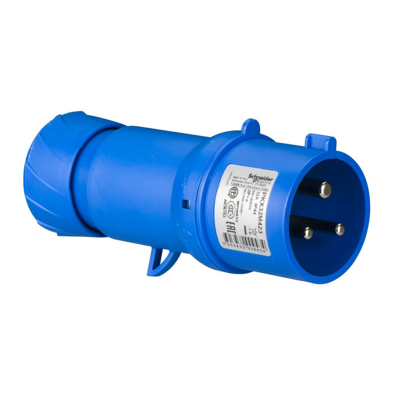 Schneider Electric - PratiKa - fiche mobile industrielle droite - 32 a - 2P+T - 200-250 v ca - IP44 (PKX32M423)