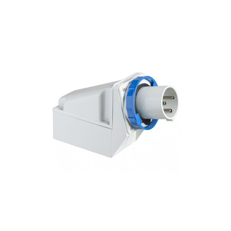 Prise socle 2P+T 63A mâle bleu 200..250V ca connecteur industriel étanche IP67 PratiKa Schneider 81578