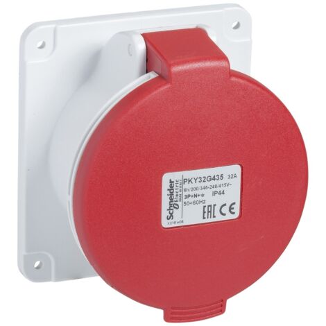 PratiKa - socle de prise industrielle droite 16 A - 3P+N+T - 380-415 V CA - IP44