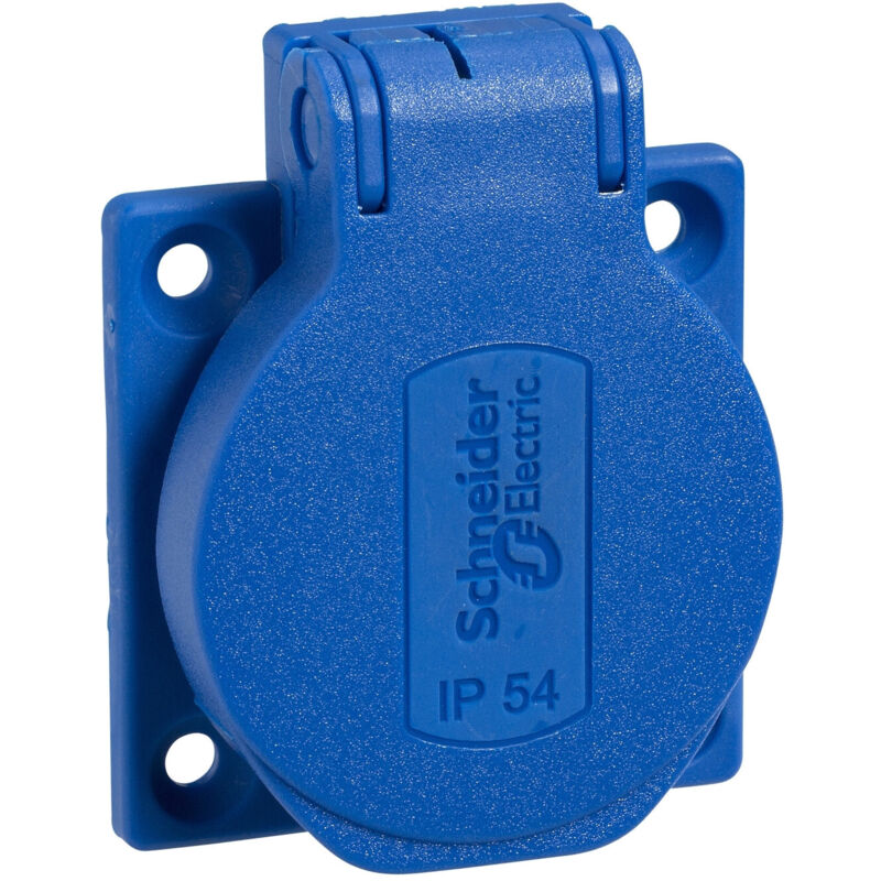 Schneider Electric - PratiKa socle de prise nf 50x50mm 2P+T 10-16 a IP54 connexion arrière bleu schneider PKN51B
