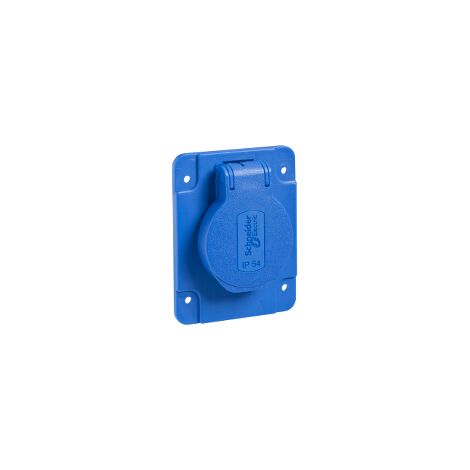 PratiKa - socle de prise NF 65x85mm - 2P+T 10-16 A - IP54 - connex. arr. - bleu - PKN61B