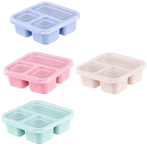 Pratique boîte repas 3 compartiments pour pique-nique et voyage, récipient alimentaire compartimenté idéal pour repas transportables, couvercle hermétique, portionné, réutilisable, léger et facile à t