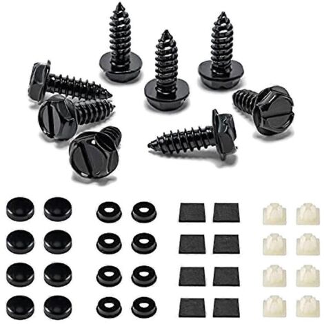 Pratique jeu de vis pour plaques d'immatriculation, boulons en acier robustes pour cadres de véhicules, kit de fixation résistant.