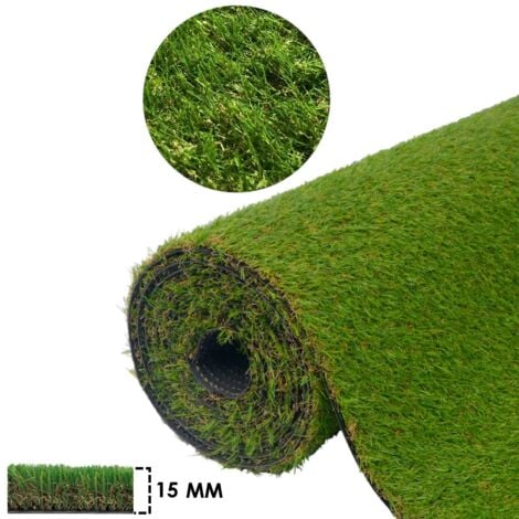 Prato sintetico 15 mm erba finta artificiale calpestabile tappeto verde atossica larghezza 2 metri - Lunghezza: 1 MT