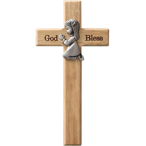 Praying Little Boy Wood Cross Wooden Blessing Cross Christmas Decoration Crafts Gifts for Newborns or Children