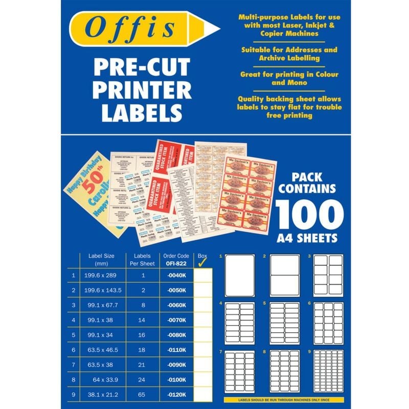 Offis Multi-purpose Label (65 Per Sheet) Pack-100