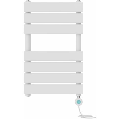 Pre-filled Electric Heated Towel Rail Radiator Flat Panel Thermostatic 650x400mm White