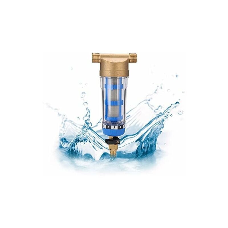 Forehill - Pré-filtre lavage à contre-courant ménage toute la maison filtre à eau du robinet interface 4 points avec grattage