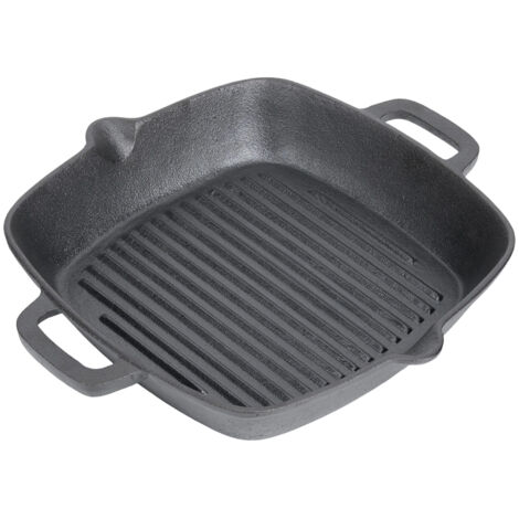 Pre-Seasoned Cast Iron Grill Pan with Dual Handles