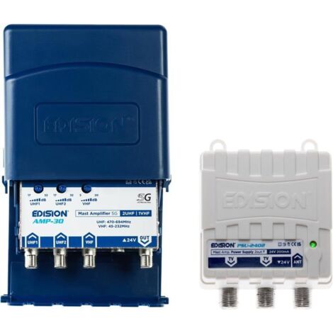 Préamplificateur de mât - MAK - MAK-300kit - 2UHF, 1VHF/FM - 17-32dB réglable - Filtre 5G LTE