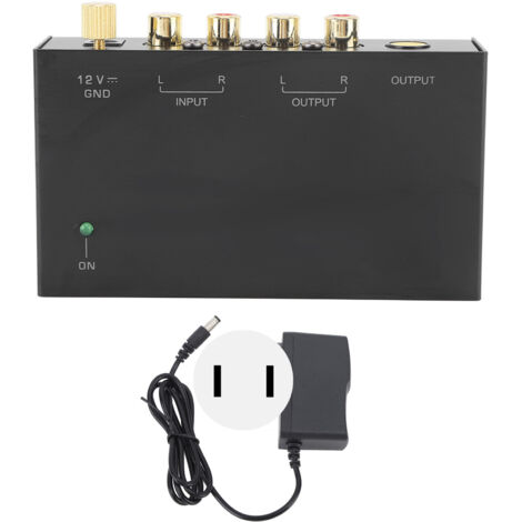 Préamplificateur Phono Métal AC 100‑240V pour Platines Vinyl et Tourne-disques, Prise US