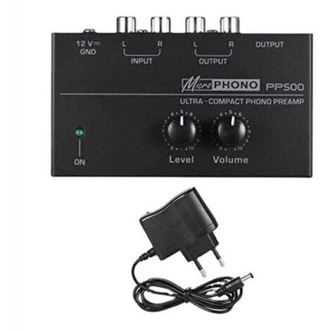 PréAmplificateur Phono Ultra-Compact PP500 avec ContrôLe Du Volume et Prise UE