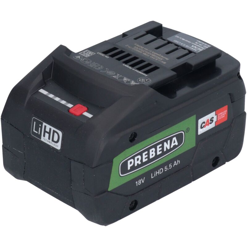 AKKU18-5,5-LIHD Batterie 18 v 5,5 Ah / 5500 mAh LiHD Li-Ion cas avec indicateur de charge - Prebena