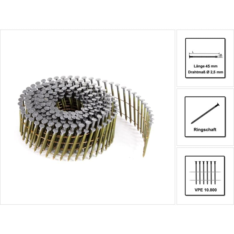 

Prebena CNW25/45BKRI Clavos de bobina - 10800 unidades