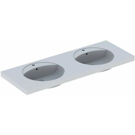 PRECIOSA lavabo doppio 1300x550mm foro rubinetto con troppopieno bianco KT
