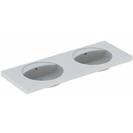 PRECIOSA lavabo doppio 1300x550mm senza foro rubinetto con troppopieno bianco KT
