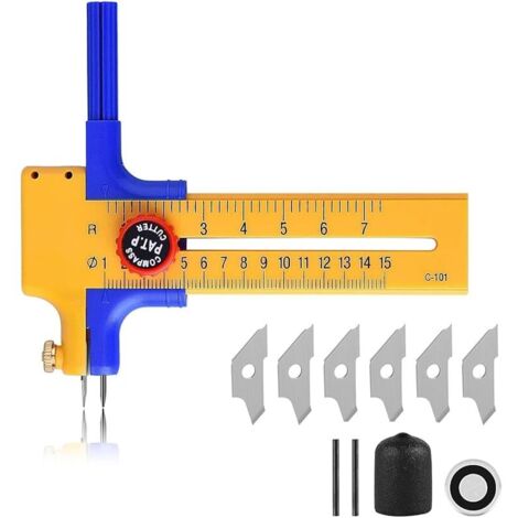 Precision Circle Cutter, Compass Cutter de 1 à 15 cm à Découper, pour Couper du Papier, du Carton, du Cuir