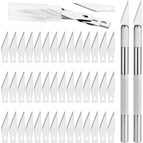 Precision Cutter 2 Scalpel avec 42 lames, Cutter de Précision Couteau pour Découpe de Travail d'art Bricolage, Spéléologie, Sculpture, Diy Sculpture Couteaux de Loisirs