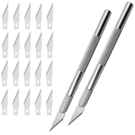Precision Cutter Scalpel, 2 pièces avec 20 lames de Rechange, Cutter de précision Scalpel, Modelisme Papier Diy Sculpture Loisirs