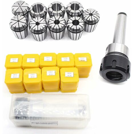 Precision ER32 MT3 M12 Support de mandrin + 9 pinces à ressort ER32
