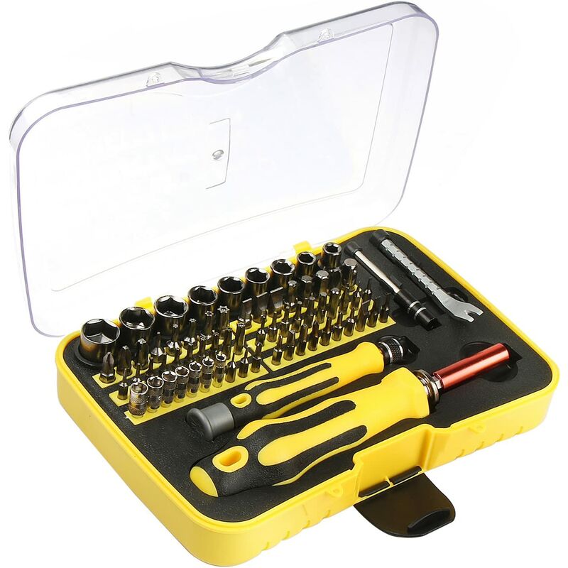 Briday - Precision Screwdriver, 70 in 1 Portable Repair Tool Screwdriver Kit for Computer / Laptop / iPhone / Glasses / Watch / Smartphone (Yellow)