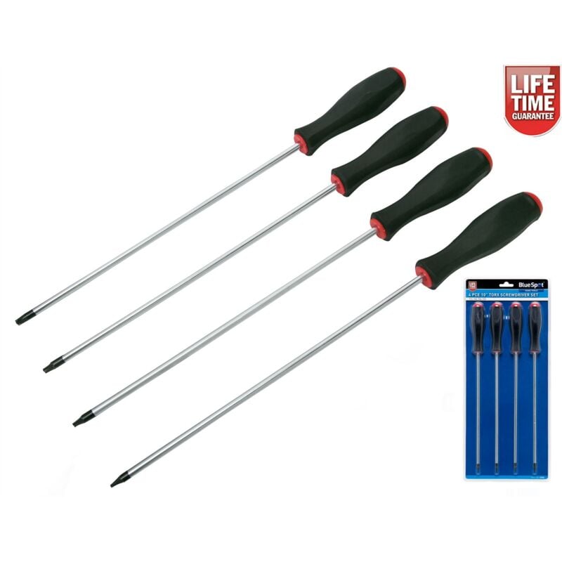 Blue Spot Tools - Bluespot Extra Long Torx Star Screwdrivers Set T15 T20 T25 T30 Magnetic Tip