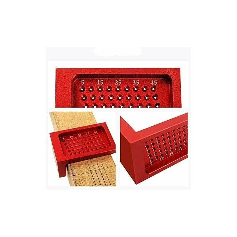 Precision Woodworking Tools, Wood Grinder, Hole Measuring Ruler, Hole Positioning Metric Measuring Ruler, Aluminum Alloy Head Shaped Tool