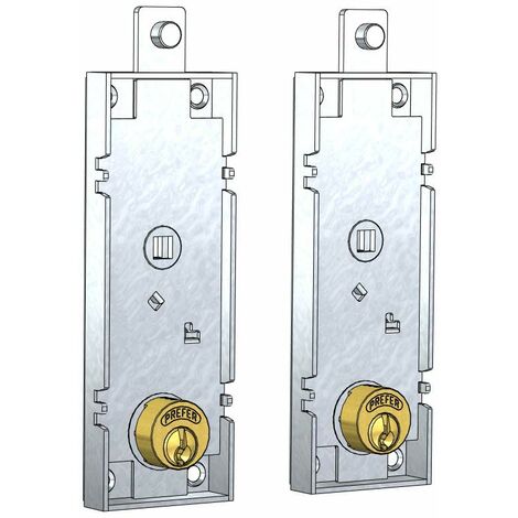 PREFER - Coppia di Serrature per Basculante/Garage con Cilindro Tondo in Ottone - Chiusura Sicura con 3 Chiavi Incluse