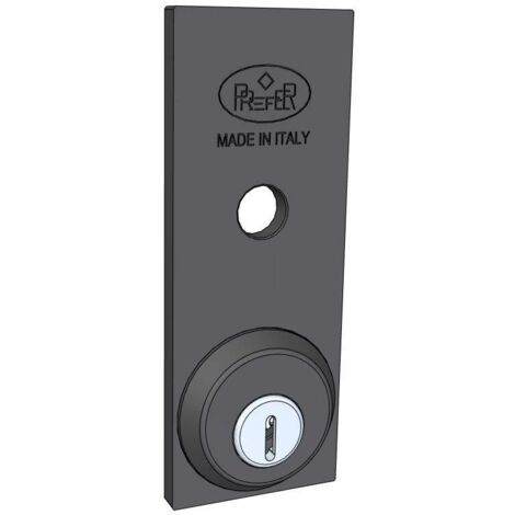 PREFER - Placca di Sicurezza Esterna per Serratura Basculante/Garage , con Ghiera Antitrapano, Verniciata Nera - 16 x 6 x 1,63 cm - 700 grammi