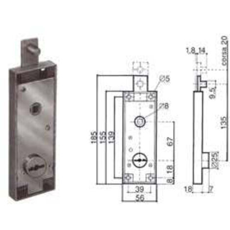 PREFER SERRURE DE PORTE BASCULANTE À DOUBLE PEU 8651-0810